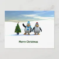 Cute Cartoon Penguin Pair with Tree