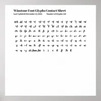 Winstone Font Glyphs Contact Sheet Poster