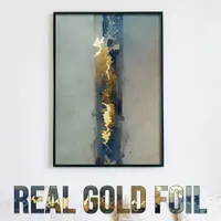 Watercolor ethereal abstract gold blue sand foil prints