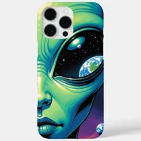 Alien Face with Planets Reflections in Eyes iPhone 16 Pro Max Case