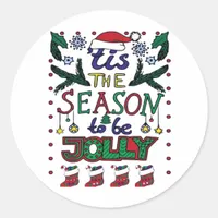 Christmas Tis The Season Classic Round Sticker