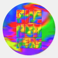 She Her Hers Pronouns Rainbow Tie Dye  Classic Round Sticker