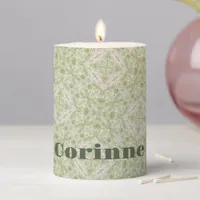 Monogram Name Sage Green Pattern | Pillar Candle