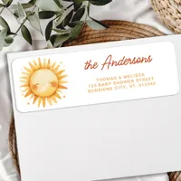 Sunshine Boho Cute Sun Baby Shower Return Address Label