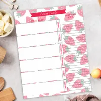 Meal Planner & Shopping List Strawberry Pattern Notepad