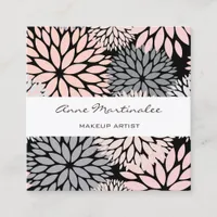 Dahlia Pink Grey Black Makeup Artist  Square Business Card