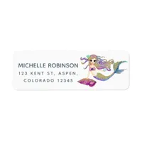 Watercolor Mermaid themed Birthday Party Label