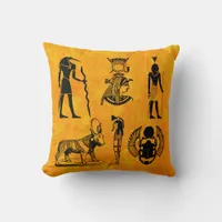 Elegant Ancient Egypt Hieroglyphs Symbols Throw Pillow