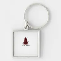 Tis The Season Red Plaid Christmas Tree Keychain