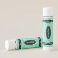Aqua Blue Mint Glitter Crayon Custom Name Lip Balm