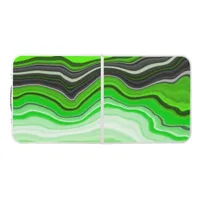 Green and Black Marble like Striped Fluid Art   Beer Pong Table