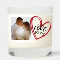 Cute Photo "Our Love Story" Valentines Heart  Scented Candle