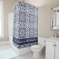 Mexican Tile Blue and White Lake House Decor Shower Curtain