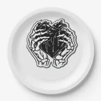 Skeleton Heart Hands Funny Playful Mood Paper Plates