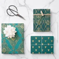 Turquoise - Teal and Gold Paris Wrapping Paper Sheets