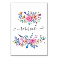 Hot-Pink Watercolor Floral Reserved Table Number
