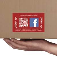 Red white business name qr code Facebook Rectangular Sticker