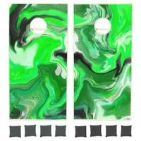 Green Digital Fluid Marble Art     Cornhole Set