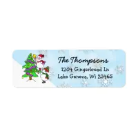 Christmas Snowmen Decorating Tree Label