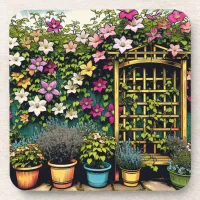 Plant and Gardening Lovers Clematis Trellis Beverage Coaster