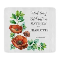 Sublime Watercolor Red Poppies in Vintage Style Cutting Board