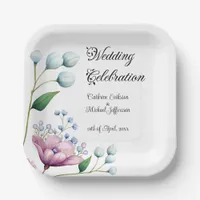 Elegant Floral Wedding Soft Botanical Romance Paper Plates