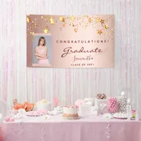 Graduation party rose gold blush stars banner