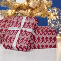 Unique Red & Pink Bigfoot Santa Funny Christmas Wrapping Paper