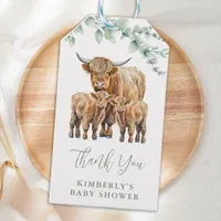 Highland Cow Twins Farm Animals Baby Shower Gift Tags