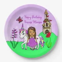 Personalized Princess and Unicorn Castle Birthday Paper Plates