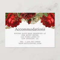 Burgundy Red & Gold Vintage Wedding Accommodations Enclosure Card
