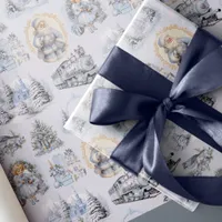 Antique Blue Victorian Christmas Wrapping Paper