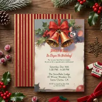 Festive Christmas Mouse Kids Winter Birthday Party Invitation