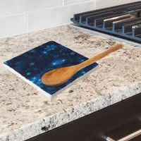 Deep Blue & Bright Snowflakes Marble Trivet