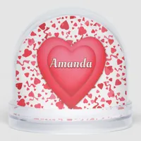 Red Confetti Hearts Personalized Snow Globes
