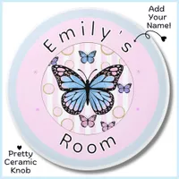 Custom Pink Blue Purple Butterfly Ceramic Knob