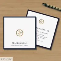 Elegant Navy Blue Border Square Business Card