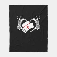 Skeleton Hand Heart Lazy - Halloween Costume Nurse Fleece Blanket