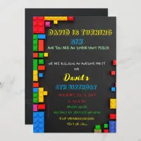 Building Blocks Building Bricks Blocks Birthday  Invitation