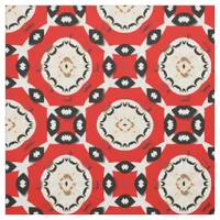 Tribal Ethnic Boho Chic Geometric Red Black Beige Fabric
