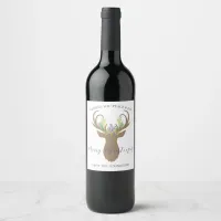 Boho Merry Christmas Reindeer Typography Wine Label