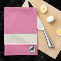 Pink and Ivory Gothic Crow Holiday Kitchen Towel