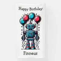 Robot Themed Personalized Birthday Banner