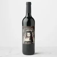 Happy Halloween Steampunk Gothic Fallen Angel Wine Label