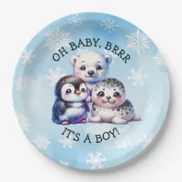 It's a Boy | Polar Arctic Winter Baby Shower Paper Plates