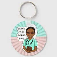 Living the Scrub Life | Nurse, Caregiver, Doctor   Keychain