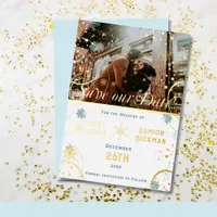 Snowflake Winter Wonderland Wedding Save the Date Foil Invitation