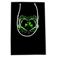 Skeleton Hand Heart Shamrock St Patricks Day Paddy Medium Gift Bag