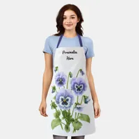 Purple Pansies Floral Botanical Personalized Apron