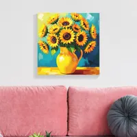 Yellow Sunflowers  in a Yellow Vase Canvas Print